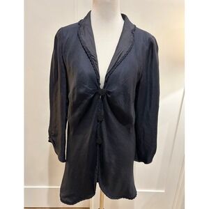 Giorgio Armani Elegant Overcoat Midnight Blue Silk Size IT 48 US 8/10